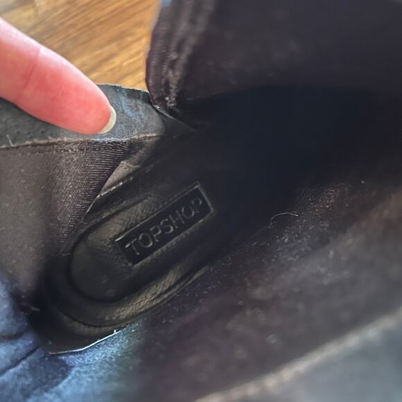 Topshop 7.5 Harry Jacquard Ankle Boots Embroidered Brocade Stack Heel Round Toe - Picture 8 of 9